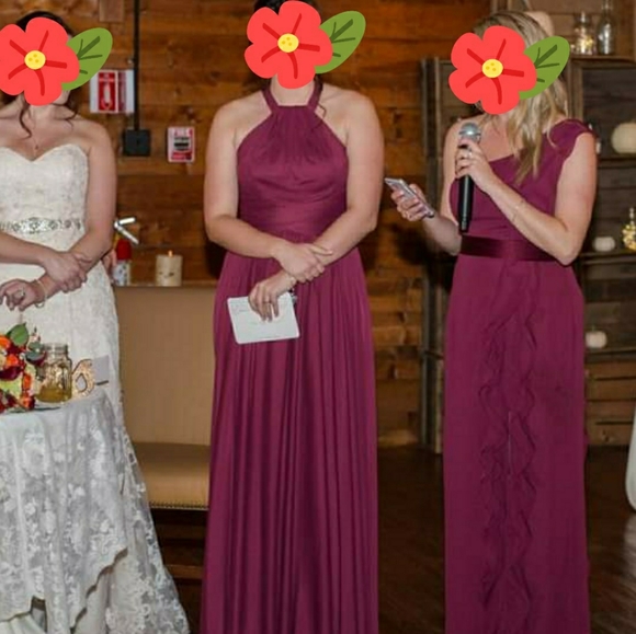 David's Bridal Mesh Wine Bridesmaid's Dress - Picture 5 of 7